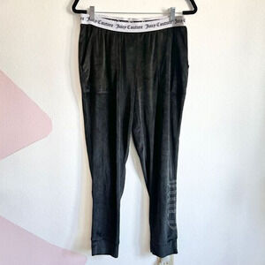 Juicy Couture Black Velour Sweatpants Y2K Track‎ Pants Logo Lounge Medium